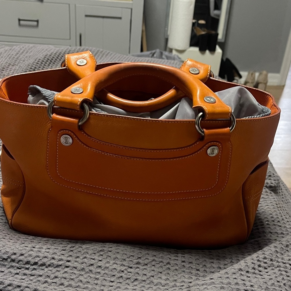 Celine Orange Leather Satchel
